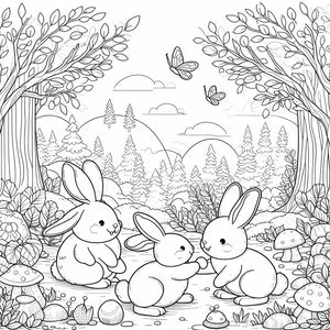 Bouncing Bunnies Coloring Book (Digital Download-PDF)