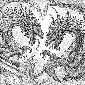 Dragons: A Coloring Book (Digital Download-PDF)